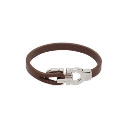 Brown Gancini Leather Bracelet 232270M142001