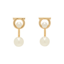 Gold Gancini Faux Pearl Earrings 241270F022009
