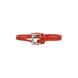 Red Braided Gancini Bracelet 221270M142039
