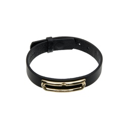 Black Leather Gancini Accent Bracelet 232270M142005