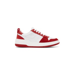 White   Red Suede Patch Skate Sneakers 241270F128003