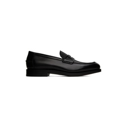 Black Leather Penny Loafers 231270M231048