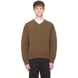 Brown V Neck Sweater 241270M206000