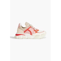 Cimbra color-block neoprene, leather and suede exaggerated-sole sneakers