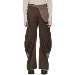 Brown Articulated Waistbag Trousers 241081M191006