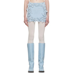 Blue Floral Miniskirt 222953F090003