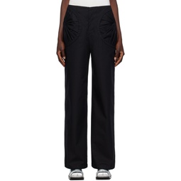 Black Gathered Trousers 231953F087001