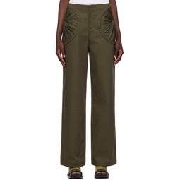 Khaki Gathered Trousers 231953F087000