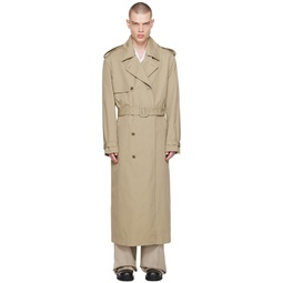 Khaki Double Breasted Trench Coat 241072M184000