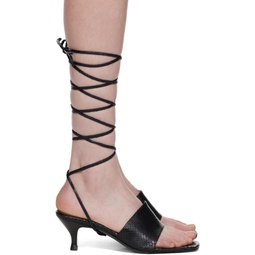 Black Strappy Heeled Sandals 241072F125000