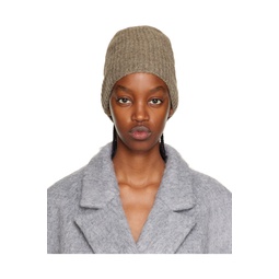 Taupe Ribbed Beanie 222072F014001