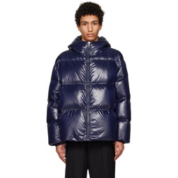 Navy Hooded Down Jacket 231072M178000