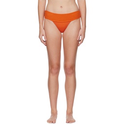 Orange Smocked Bikini Bottoms 222541F105015