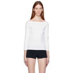 White Steffi Long Sleeve T-Shirt 241924F110006