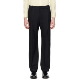 Black Pleated Trousers 241195M191015