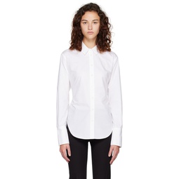 White Lace Up Shirt 231455F109006