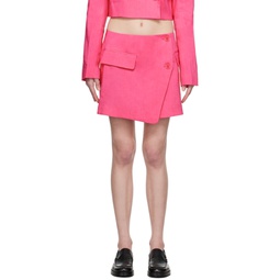 Pink Button Miniskirt 232455F090000