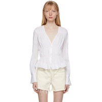 White Ruched Blouse 221455F107005