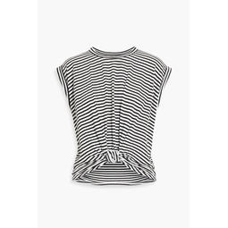 Knotted striped cotton-jersey top