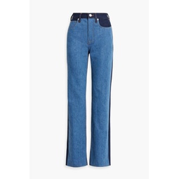 Le Jane two-tone high-rise straight-leg jeans