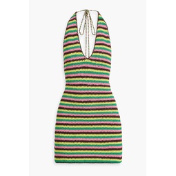 + Julia Sarr-Jamois crocheted cotton-blend halterneck mini dress