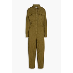 Cropped cotton-twill jumpsuit