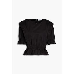 Gathered cotton-poplin top