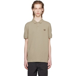 Taupe Embroidered Polo 241719M212033
