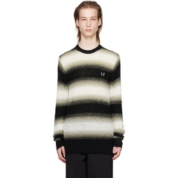 Black   Off White Striped Sweater 241719M201007