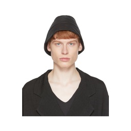 Black Leather Selim Bucket Hat 221465M140000