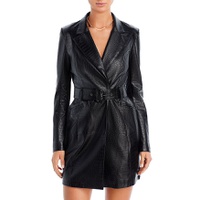 Faux Leather Belted Jacket Dress