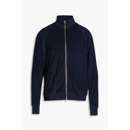 Enzo cotton-blend terry zip-up sweatshirt