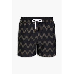 Short-length metallic jacquard swim shorts