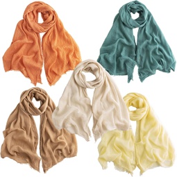 FYLuoke 5 pcs Solid Scarf Lightweight Sunscreen Shawls Wrap for Women Wrinkle Scarf Crinkle Muslim Hijab Scarves