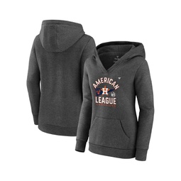 Womens Heathered Charcoal Houston Astros 2021 American League Champions Locker Room Plus Size Crossover Neck Pullover Hoodie