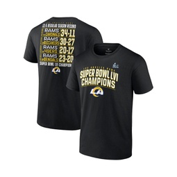 Mens Black Los Angeles Rams Super Bowl LVI Champions Schedule T-shirt
