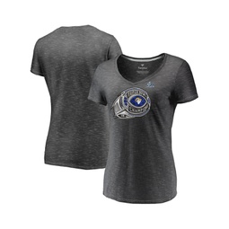 Womens Heather Charcoal Los Angeles Rams Super Bowl LVI Champions Ring Bling V-Neck T-shirt