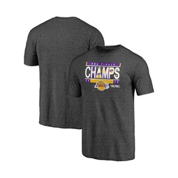 Mens Heather Gray Los Angeles Lakers 2020 NBA Finals Champions Bank Shot Tri-Blend T-shirt