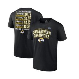 Mens Black Los Angeles Rams Super Bowl LVI Champions Big and Tall Schedule T-shirt