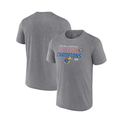 Mens Heathered Gray Kansas Jayhawks 2022 NCAA Mens Basketball National Champions Synthetic T-shirt