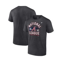 Mens Heathered Charcoal Atlanta Braves 2021 National League Champions Locker Room Big and Tall T-shirt