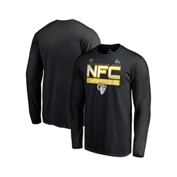 Mens Black Los Angeles Rams 2021 NFC Champions Iconic Slant Long Sleeve T-shirt