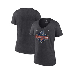 Womens Heather Charcoal Houston Astros 2022 World Series Champions Locker Room Short Sleeve V-Neck T-shirt