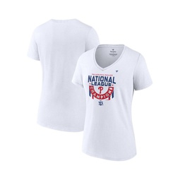 Womens White Philadelphia Phillies 2022 National League Champions Locker Room Plus Size V-Neck T-shirt