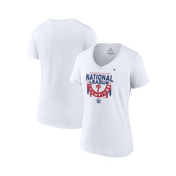 Womens White Philadelphia Phillies 2022 National League Champions Locker Room Short Sleeve V-Neck T-shirt
