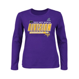 Womens Purple Minnesota Vikings Plus Size 2022 NFC North Division Champions Divide and Conquer Long Sleeve T-shirt