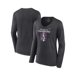 Womens Heathered Charcoal Colorado Avalanche 2022 Stanley Cup Champions Locker Room V-Neck Long Sleeve T-shirt