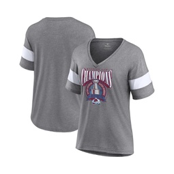 Womens Heathered Gray Colorado Avalanche 2022 Stanley Cup Champions Banner V-Neck Triblend T-shirt