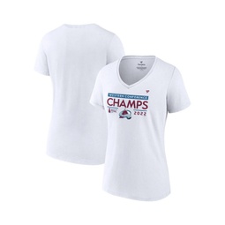 Womens White Colorado Avalanche 2022 Western Conference Champions Locker Room V-Neck T-shirt