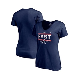 Womens Navy Atlanta Braves 2021 NL East Division Champions Locker Room Plus Size V-Neck T-shirt